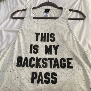 Graphic tank, semi cropped, black lettering